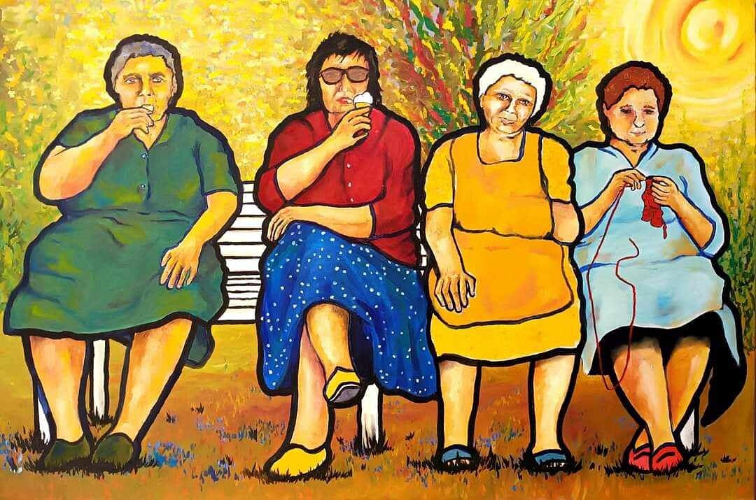 The old women's bench · Oil on canvas · 150 cm x 100 cm · 2023