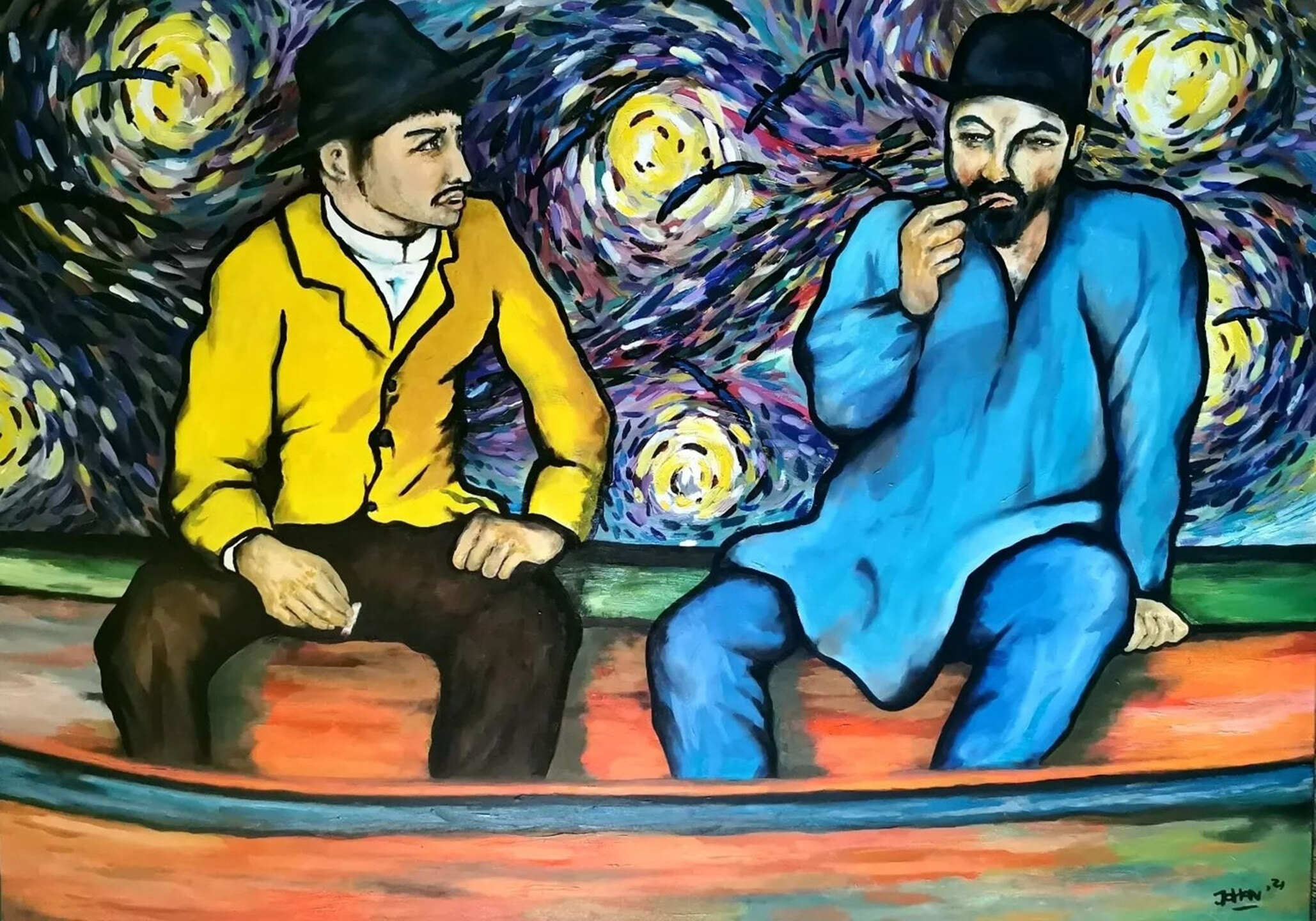 Conversation in a boat · Oil on canvas · 160 cm x 100 cm · 2022